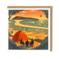 Natasha Robinson - "Camping Sunset" Square Greetings Card