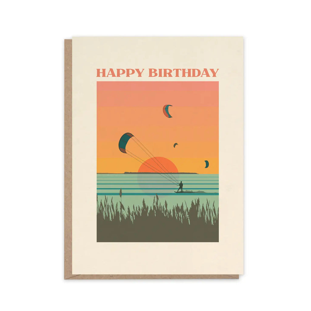 Places & Spaces - 'Kite Surfing' Birthday Greetings Card
