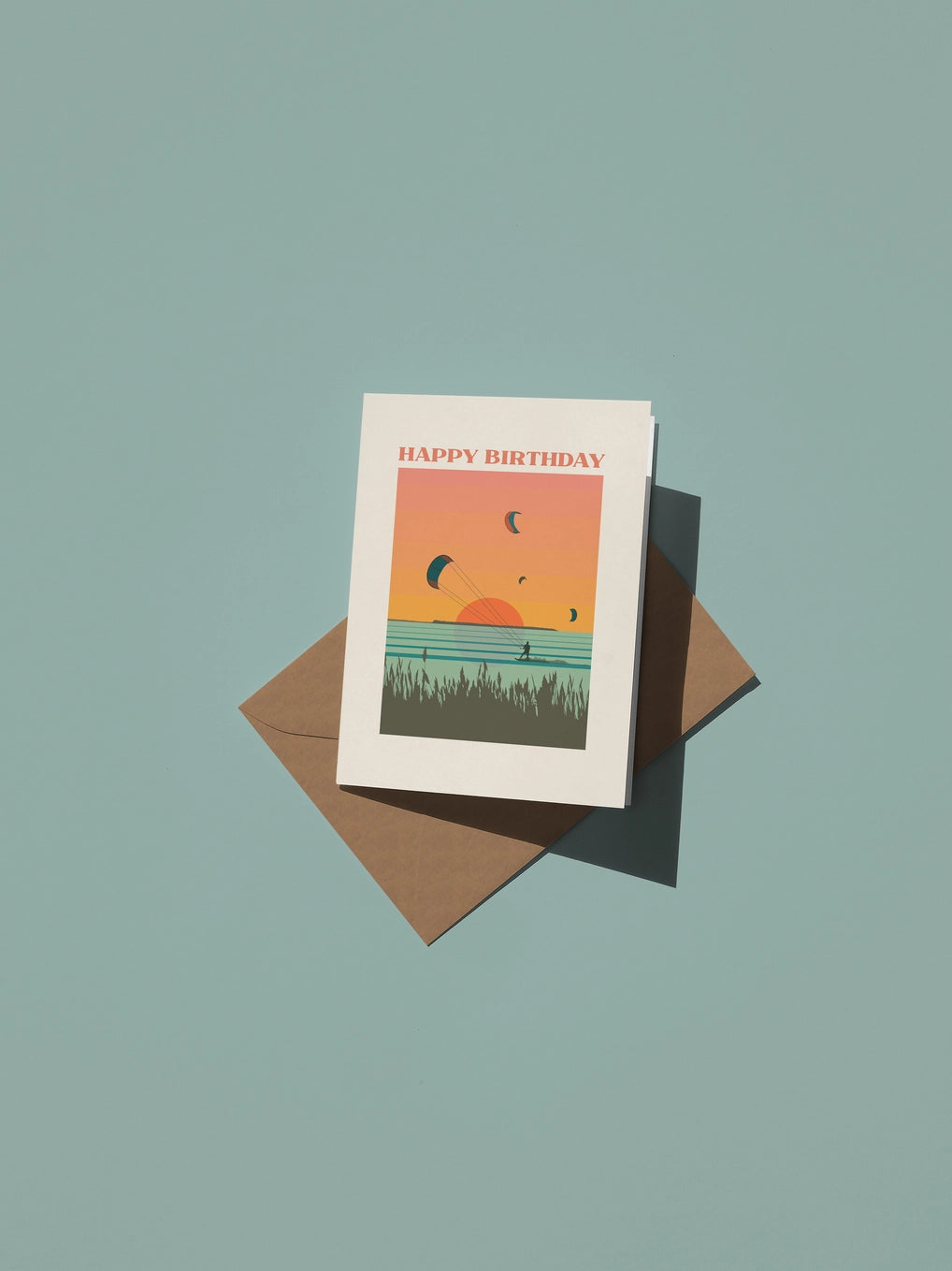 Places & Spaces - 'Kite Surfing' Birthday Greetings Card