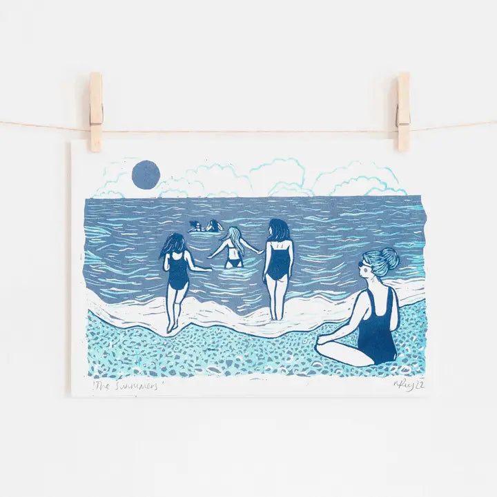 Prints by the Bay - 'The Swimmers' A4 Riso Print